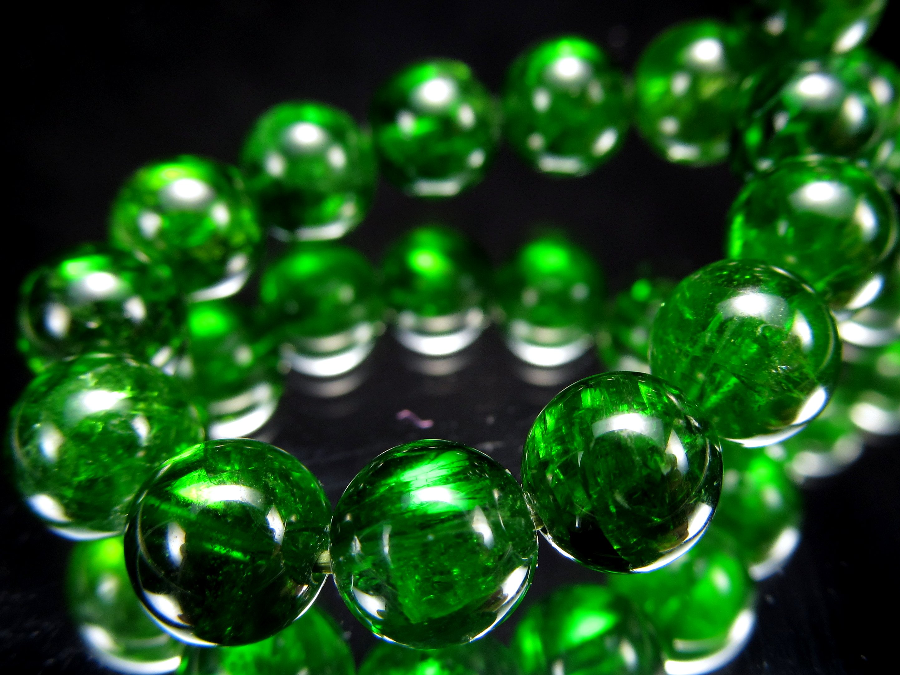 5A クロムダイオプサイト ブレスレット 7mm-7.5mm×26珠 超透明宝石質 深みのある鮮やかな緑色 知恵と叡智の石 一点もの ロシア産