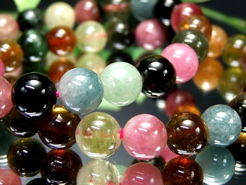 MIXトルマリン ブレスレット 8.5mm-9mm×22珠前後 濃淡様々 人気のピンクトルマリン入り 心に活力と勇気を与える石 ブラジル産 bl-p