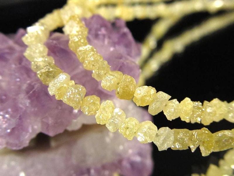 天然イエローダイヤモンド 結晶原石ワイヤーブレスレット 約2mm-3mm SILVER925 永遠の絆の象徴 パワーストーン 天然石