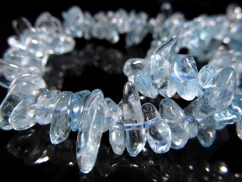 アクアマリン さざれブレスレット 粒サイズ約5mm-10mm 3月誕生石 上質クリアブルー 海の守護石 ブラジル産 パワーストーン 天然石