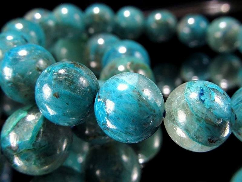 爽やかなブルーグリーンカラー AA クリソコラシリカ ブレスレット 約9.5mm-10mm×19珠前後 発色良好 シリカ共生 まるで地球 幸運と繁栄の象徴