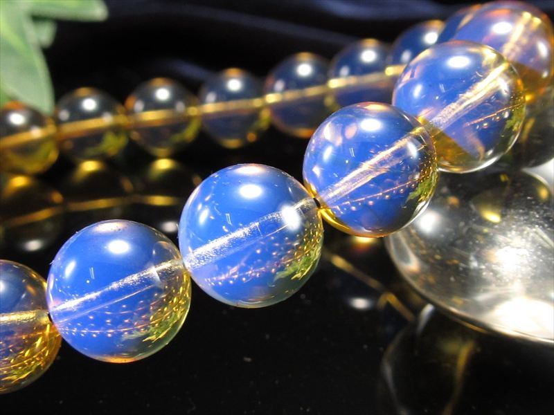 超希少メキシコ産 5A ブルーアンバー ブレスレット 9mm-9.5mm×21珠 古来より人々に愛されてきた東欧の宝石 神秘の濃厚ブルー発色 一点物 メキシコ産