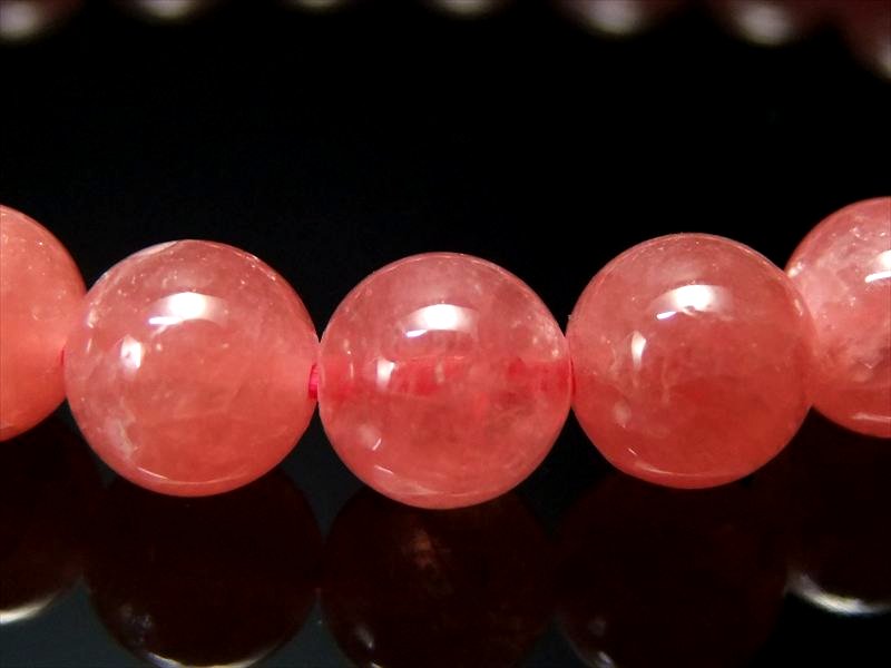 ゴムの透ける透明度 5A インカローズ ブレスレット 8mm-8.5mm×23珠 ロードクロサイト 薔薇色の人生を象徴する石 一点物 アルゼンチン産 パワーストーン