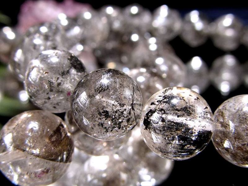 3A エレスチャルクォーツ 骸骨水晶 ブレスレット 約7mm-7.5mm×26珠前後 透明感あり 最強パワー メンタル強化の石 ヒマラヤ産