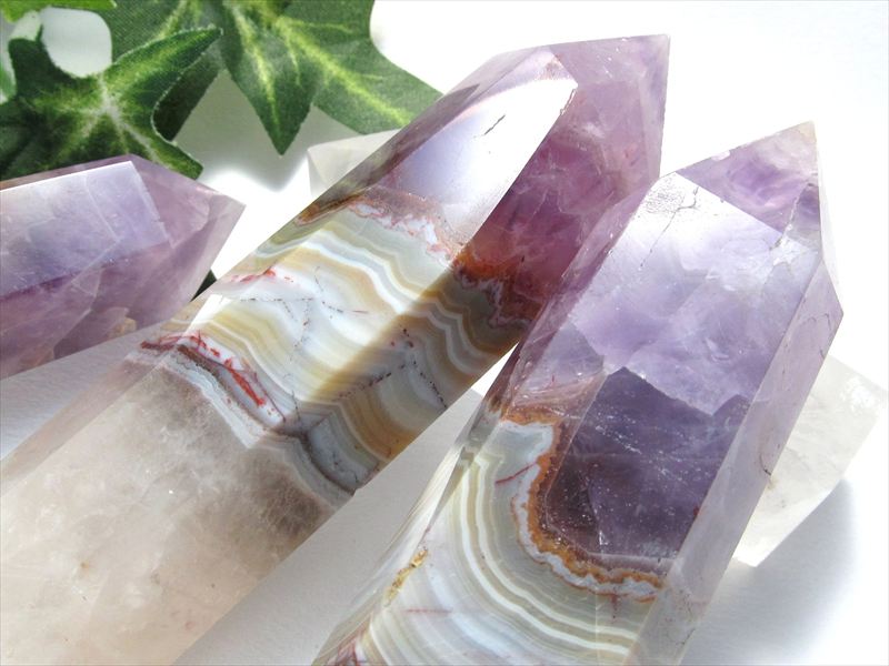 アメジスト 瑪瑙共生 ポイント 六角柱 1個売り 約60g-70g前後 自然がつくりあげた芸術模様 ブラジル産 パワーストーン 天然石