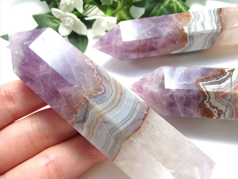 アメジスト 瑪瑙共生 ポイント 1個売り 約160g-180g前後 自然がつくりあげた芸術模様 ブラジル産 パワーストーン 天然石