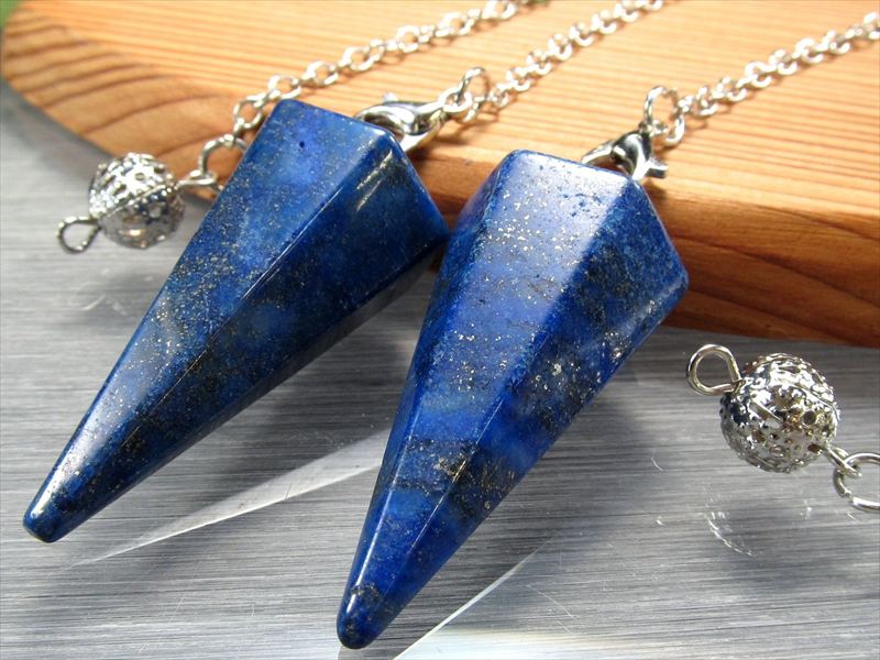 ラピスラズリ 6面カットペンデュラム 縦約35mm-40mm 1個売り 聖なる石 チェーン取り外し可能タイプ アフガニスタン産 パワーストーン 天然石