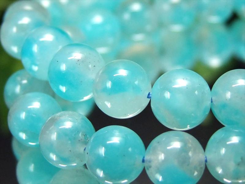 シリカ多めタイプ AA アマゾナイトシリカ ブレスレット 8mm-8.5mm×23珠前後 明るめネオンブルー 希望の石 ホープストーン 中国 ウイグル自治区産