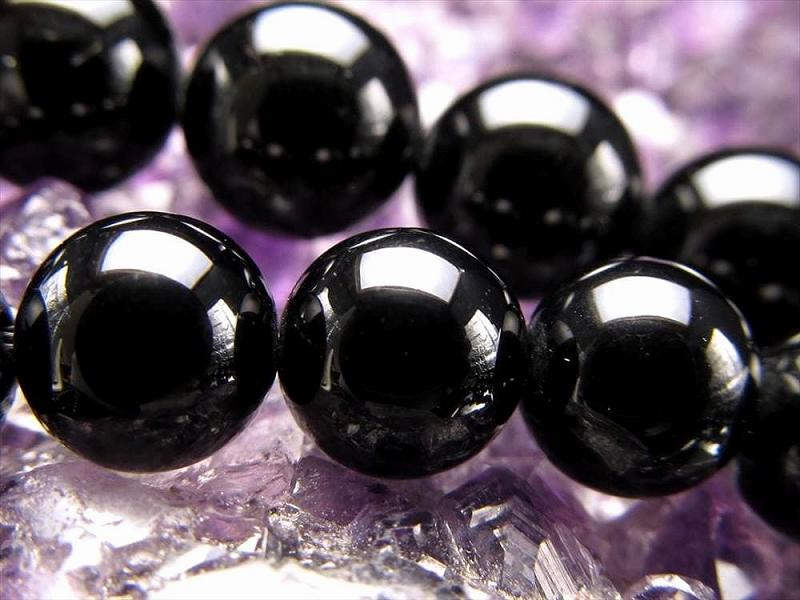 激安宣言 AA 約8mm珠 ブラックトルマリン 一連 約37-39cm ブラジル産 geki rn-s パワーストーン 天然石