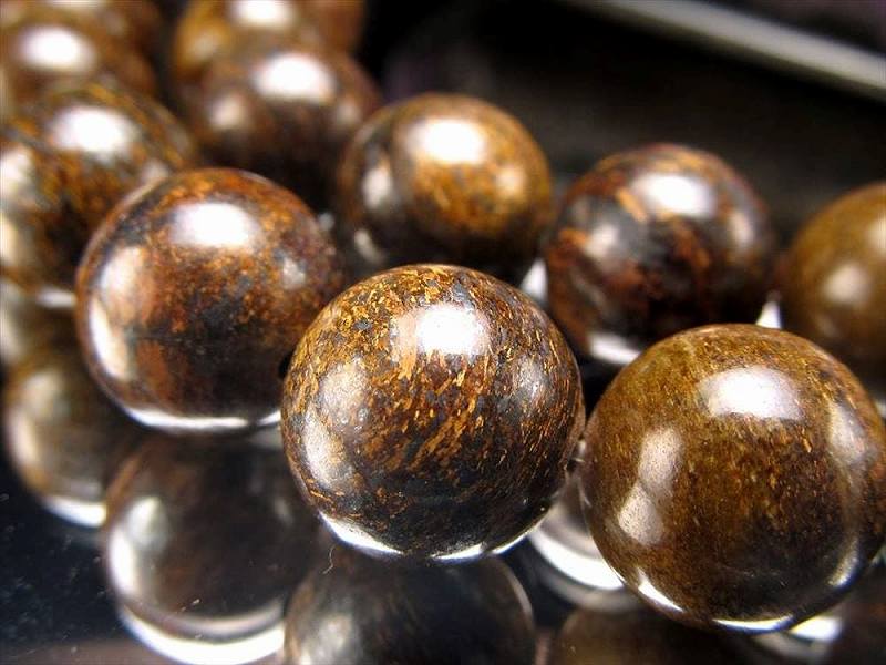 激安宣言 約6mm珠 ブロンザイト 古銅輝石・古銅石 一連 約37-39cm ブラジル産 geki rn-s パワーストーン 天然石