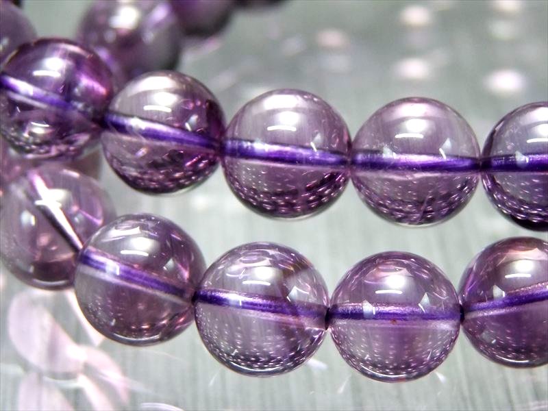 ファントム珠あり ラベンダーアメジスト ブレスレット 8.5mm-9mm×21珠前後 透明感抜群 希少珠 希望と幸運を呼ぶ ブラジル産