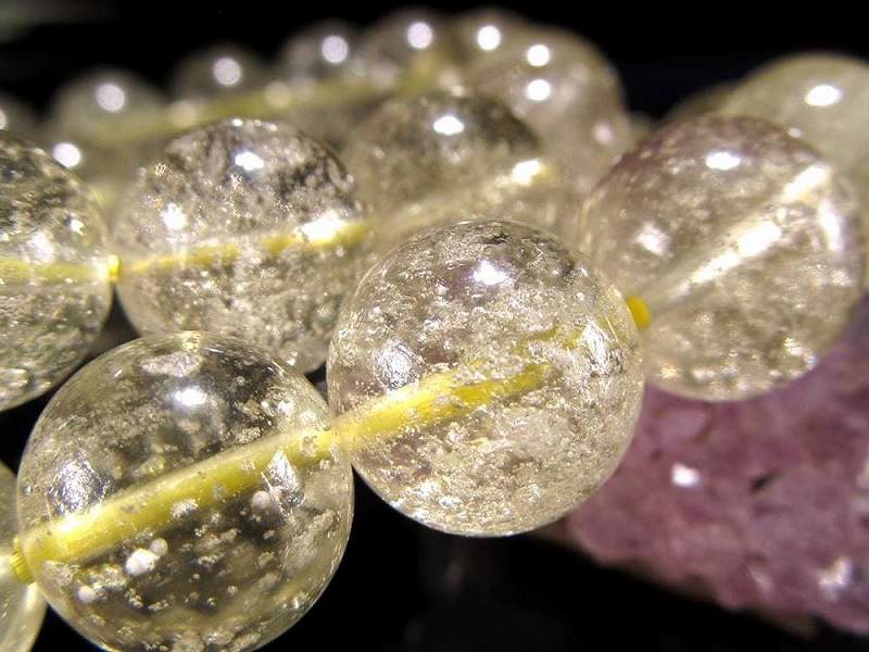 しゅわしゅわスパークリング リビアングラス ブレスレット 約9.5mm-10mm×21珠前後 透明感あり 中にはクリストバライト入りも リビア砂漠の秘宝