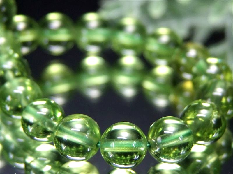 極上品質 5A ペリドット ブレスレット 6mm-6.5mm×29珠 美しく輝くオリーブグリーン 8月誕生石 幸せ・夫婦の愛・平和の象徴 一点もの ミャンマー産 bl-p-g
