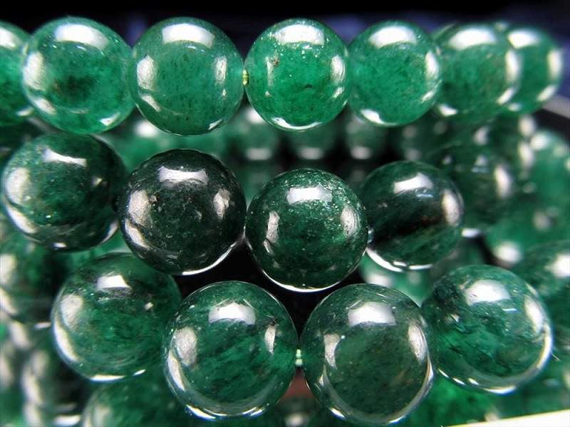 AA+ インディアン アベンチュリン クォーツ 砂金水晶 ブレスレット 9mm-9.5mm×21珠前後 深碧 愛と癒しの繁栄の石 ザンビア産 パワーストーン 天然石