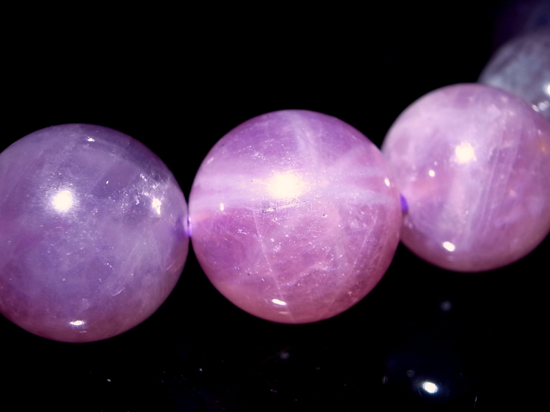 スター効果有 スターラズベリークォーツ ブレスレット 11mm-11.5mm×19珠 落ち着きのあるピンクパープル 透明感あり マダガスカル産 ss-20