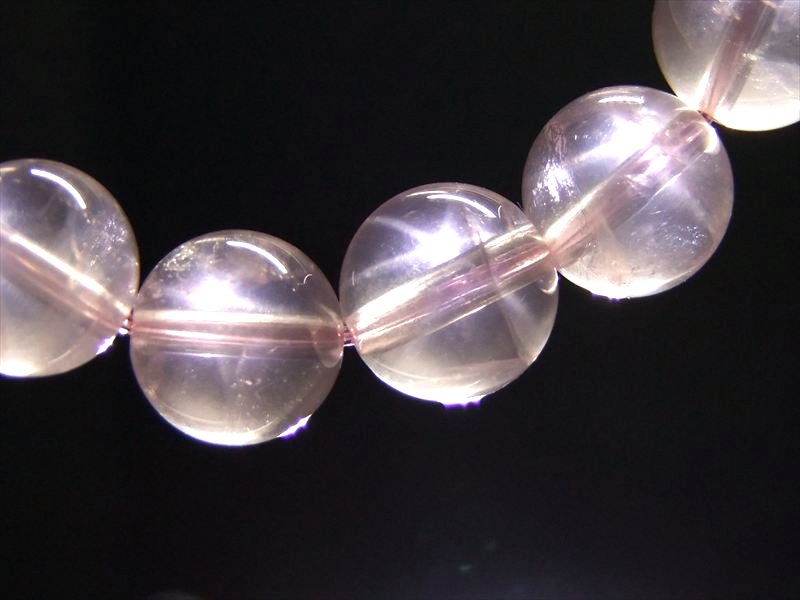 優しいシルキーピンクカラー スターローズクォーツ ブレスレット 11mm-11.5mm×17珠前後 大人気 星ローズ 女神と天使のエネルギーが宿る守護石