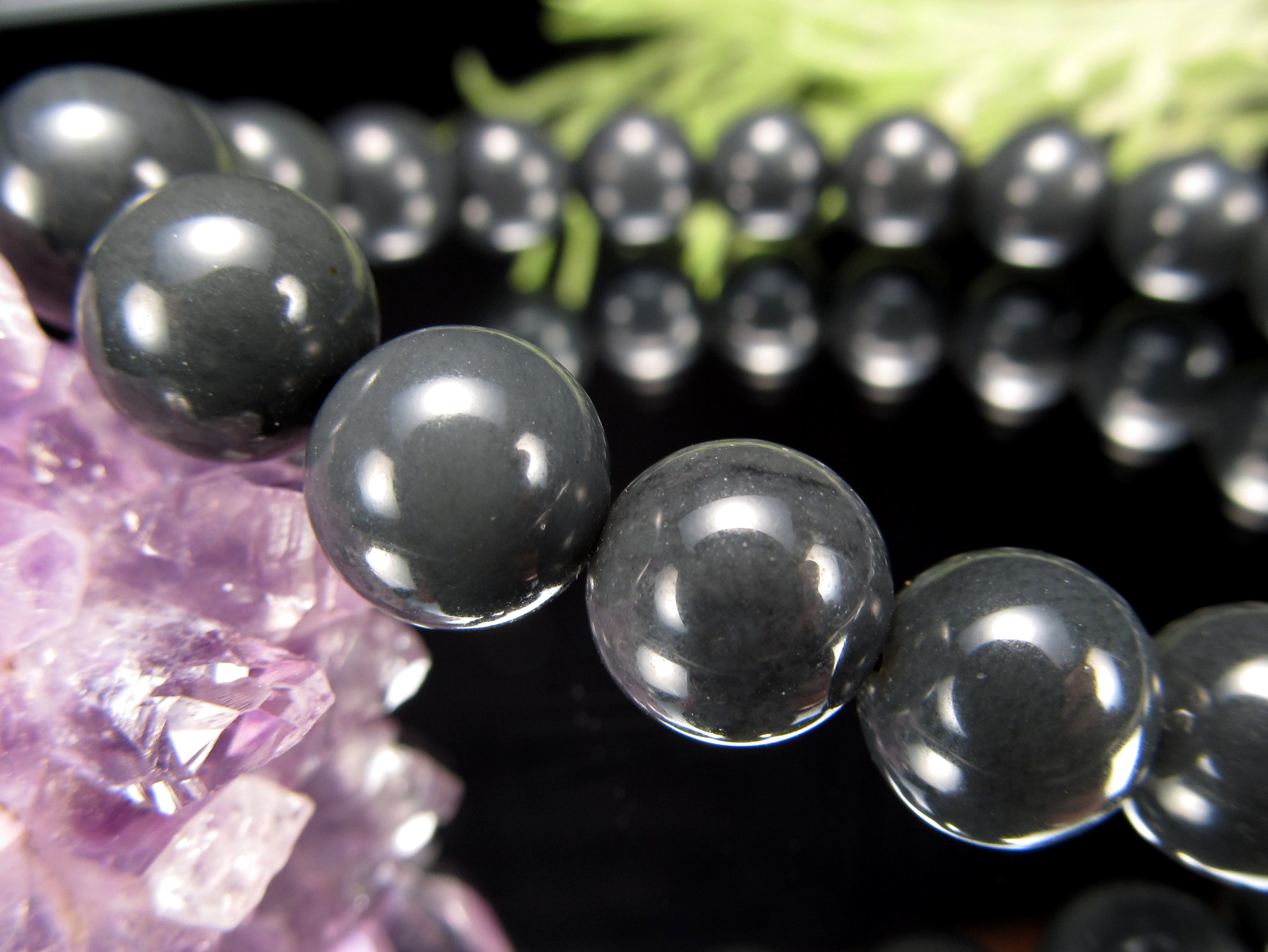 ブルーグレイジェイド 軟玉翡翠ネフライト ブレスレット 約9.5mm-10mm×21珠前後 落ち着いたカラーリング 成功と繁盛の象徴 ロシア産