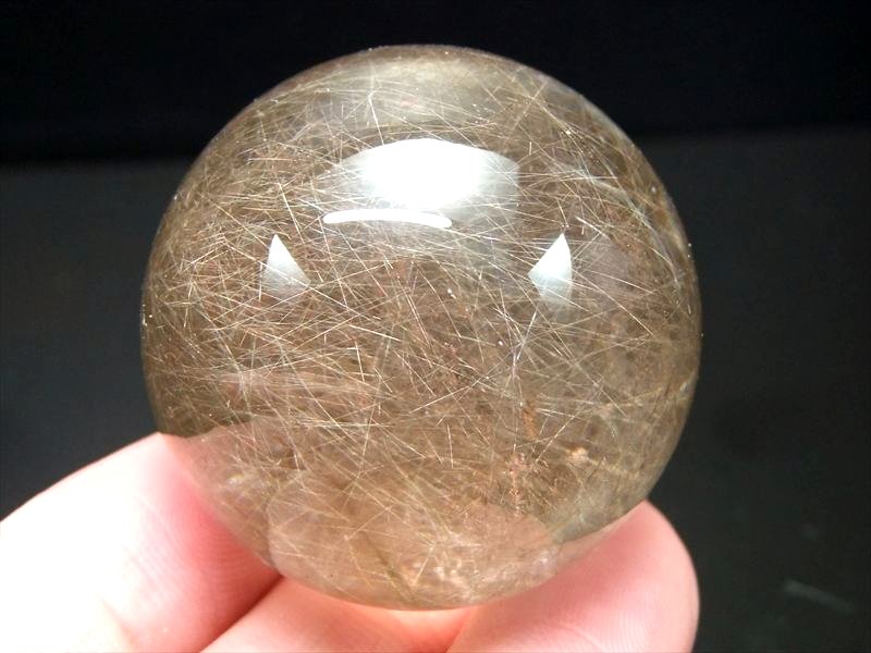 透明度抜群 繊細 シルバールチルクォーツ 丸玉 台座付 直径約38mm 重さ75g 上品なバランス ギラギラ針 限定1点物 ブラジル産 パワーストーン 天然石