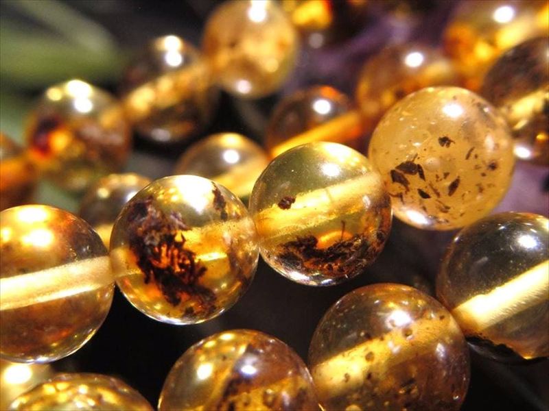 約6mm前後珠 インクルージョンハニーレモンアンバー(天然琥珀)一連 約37-39cm 古来より愛された宝石 バルト海産
