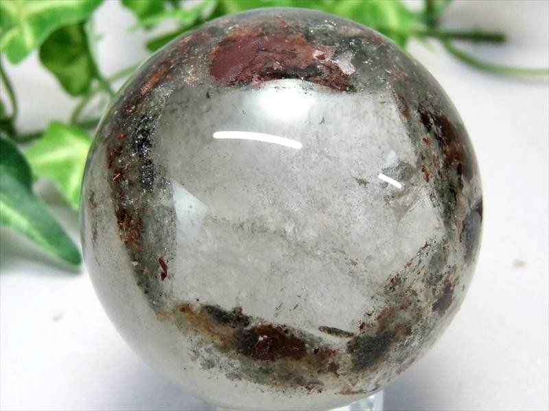 不思議な窓有り 龍神ガーデンクォーツ 丸玉 台座付き 直径約57mm 重さ218g ガーデン水晶 ガーデンクォーツ 絶景庭園 一点物 ブラジル産