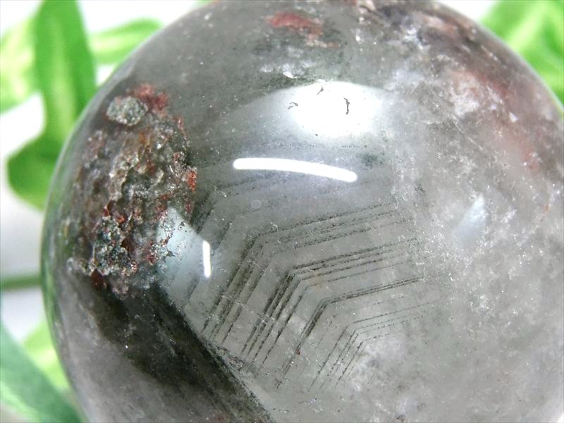 千層 虹入り 3A 龍神ガーデンクォーツ 丸玉 台座付き 直径約52mm 重さ210g ガーデン水晶 ガーデンクォーツ 絶景庭園 一点物 ブラジル産