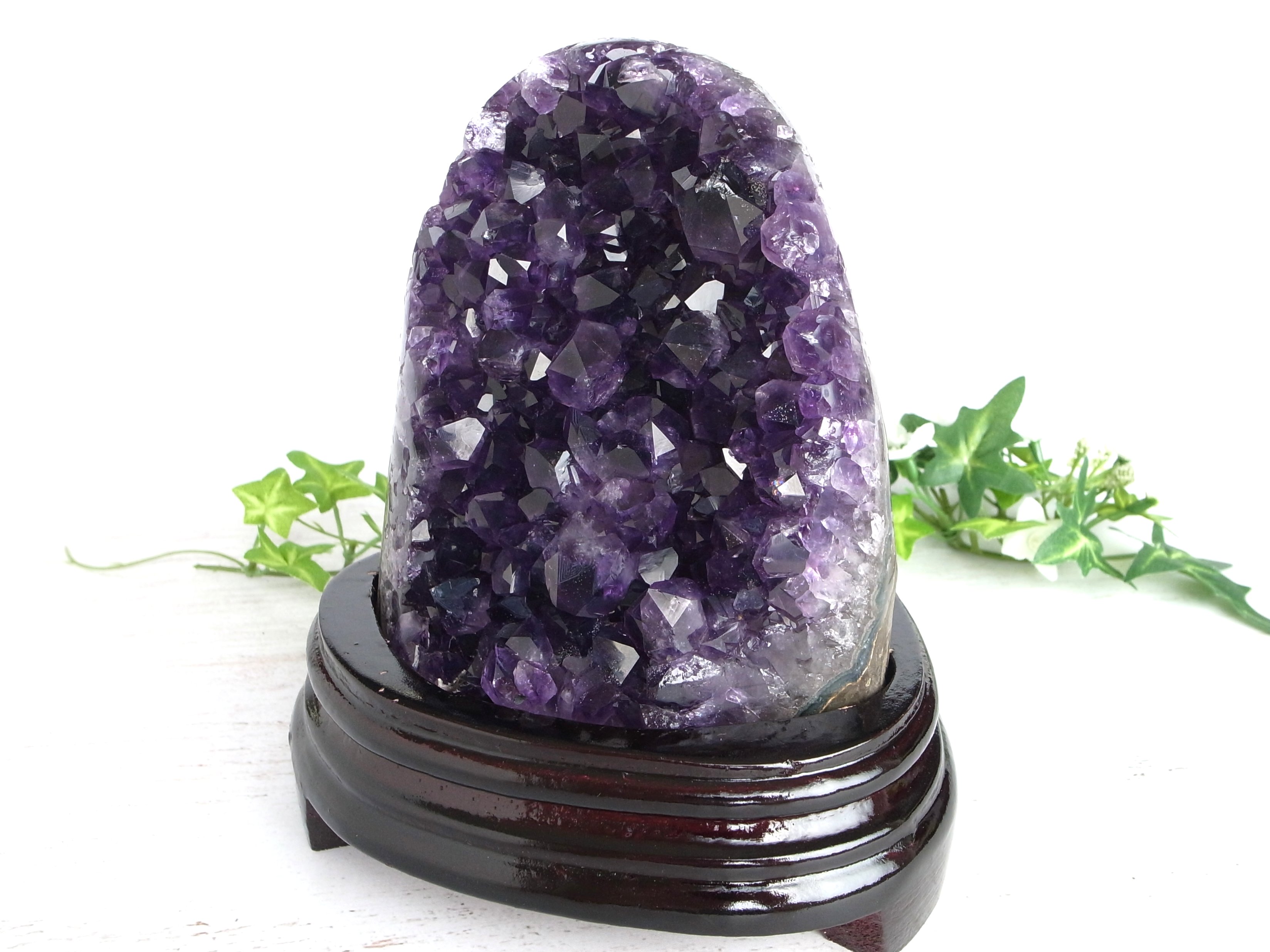 S級 深く透き通るパープル アメジスト クラスター 専用台座付 高さ170mm 重さ1740g 愛の守護石 紫水晶 1点物 ウルグアイ産