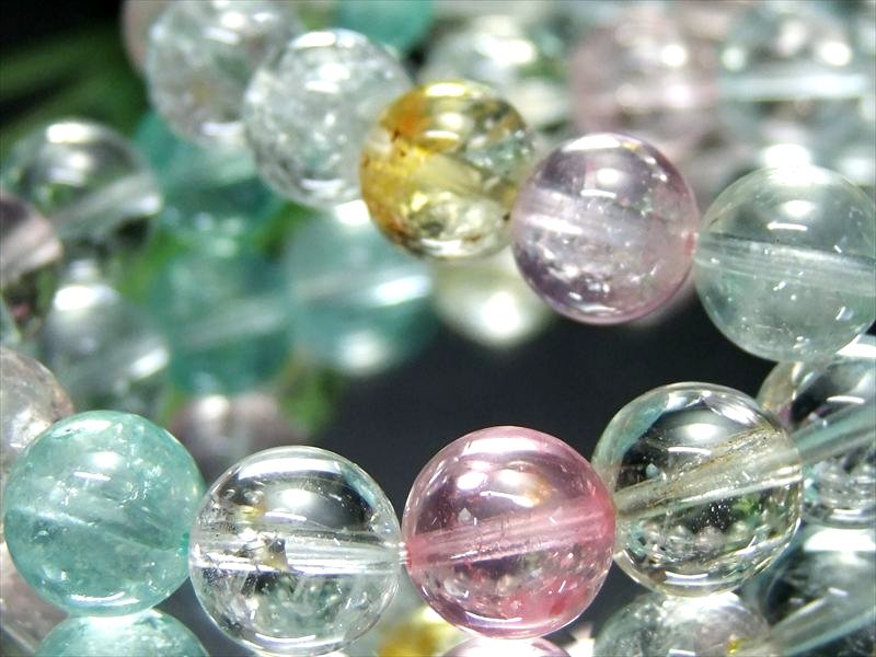 3A MIXカラートパーズ カット ブレスレット 約9.5mm-10mm×20珠前後 華やかなマルチカラー ランダムカラータイプ 人気のブルーやカラーレスも 11月の誕生石