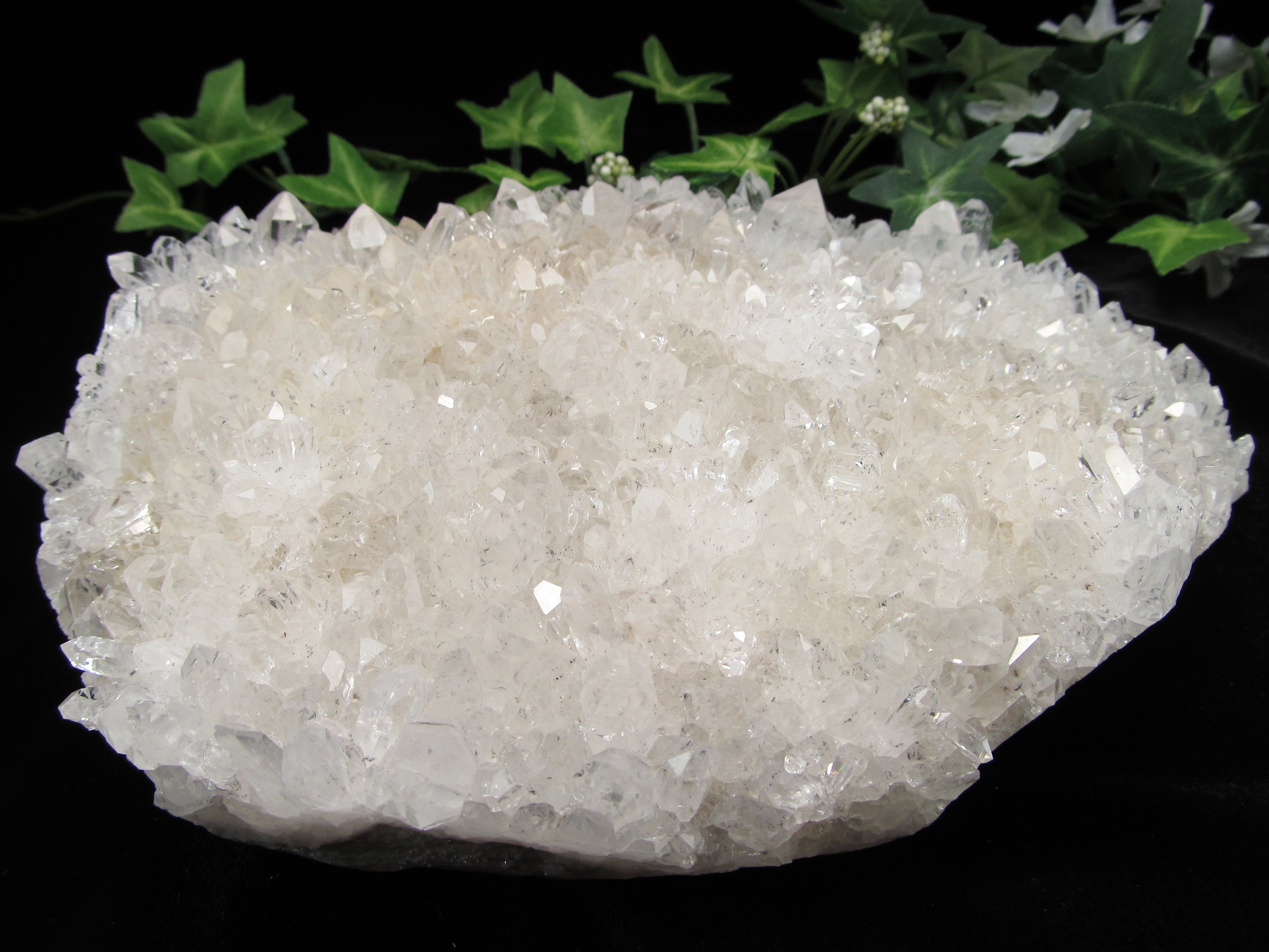 結晶短めタイプ 四川省産 フラワー 水晶クラスター 幅約200mm 重さ1698g 超人気結晶群生 ブレス・アクセサリーの浄化 透明結晶ポイント