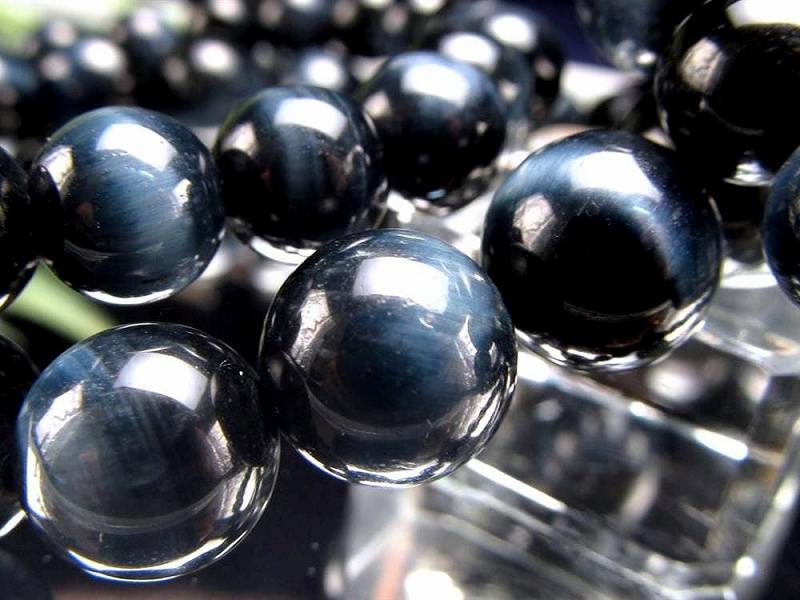 3A+ ブルータイガーアイ ホークアイ ブレスレット 10mm-10.5mm×19珠前後 キラリと輝く キャッツアイ効果 洗練された天然の色味 艶々光沢