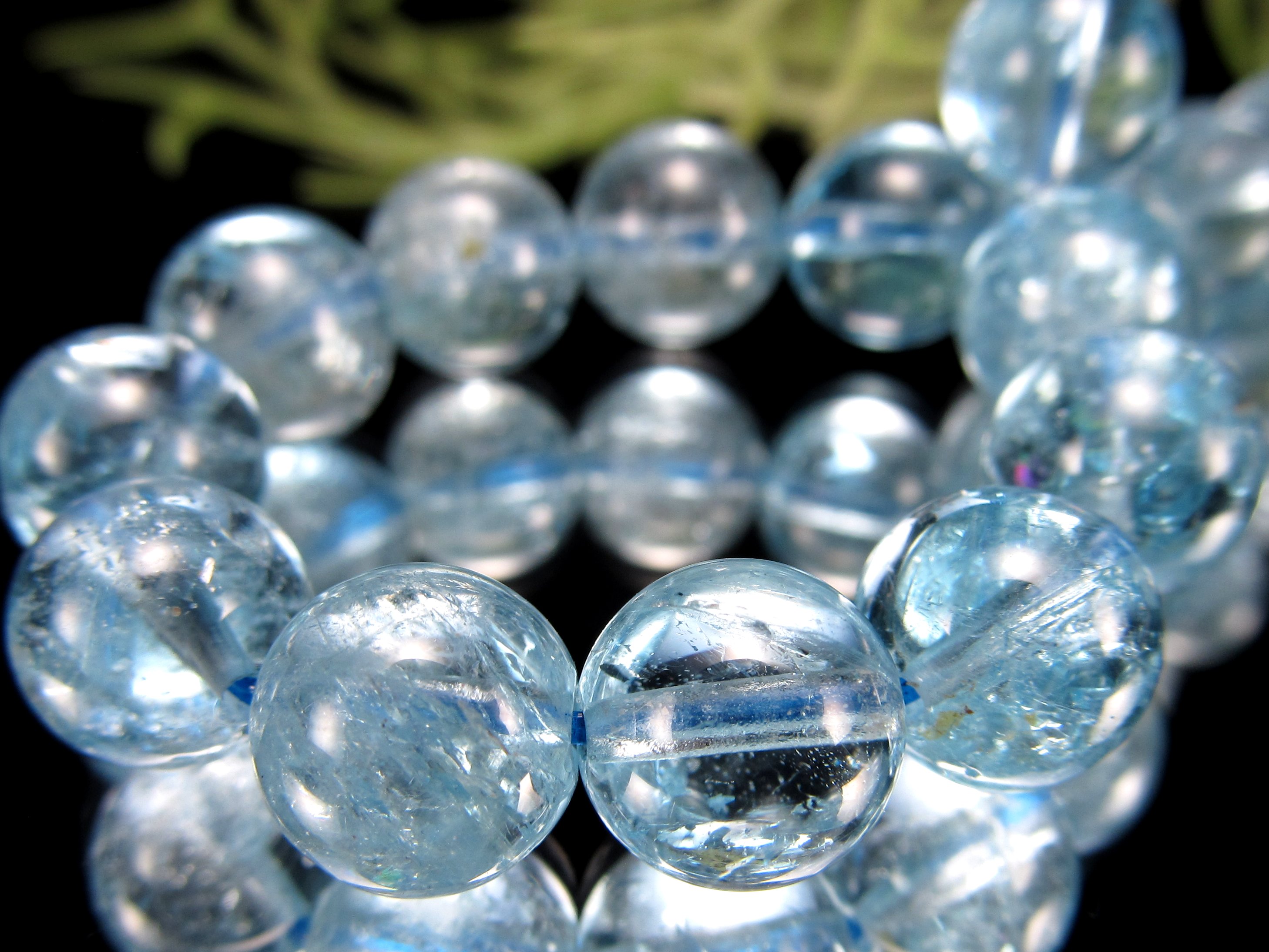 数量限定 クリアブルー 3A ブルー トパーズ ブレスレット 9mm-9.5mm×21珠 抜群のクリア感 まるで青空のような爽やかブルー 明るい希望をもたらす石