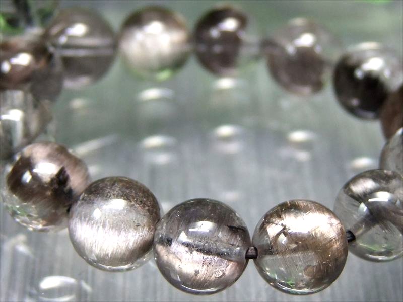 店頭展示中 バイヤー厳選 ロイヤルクラスの輝き 5A プラチナルチルクォーツ ブレスレット 9mm-9.5mm×21珠 超透明& 繊細プラチナ針びっしり