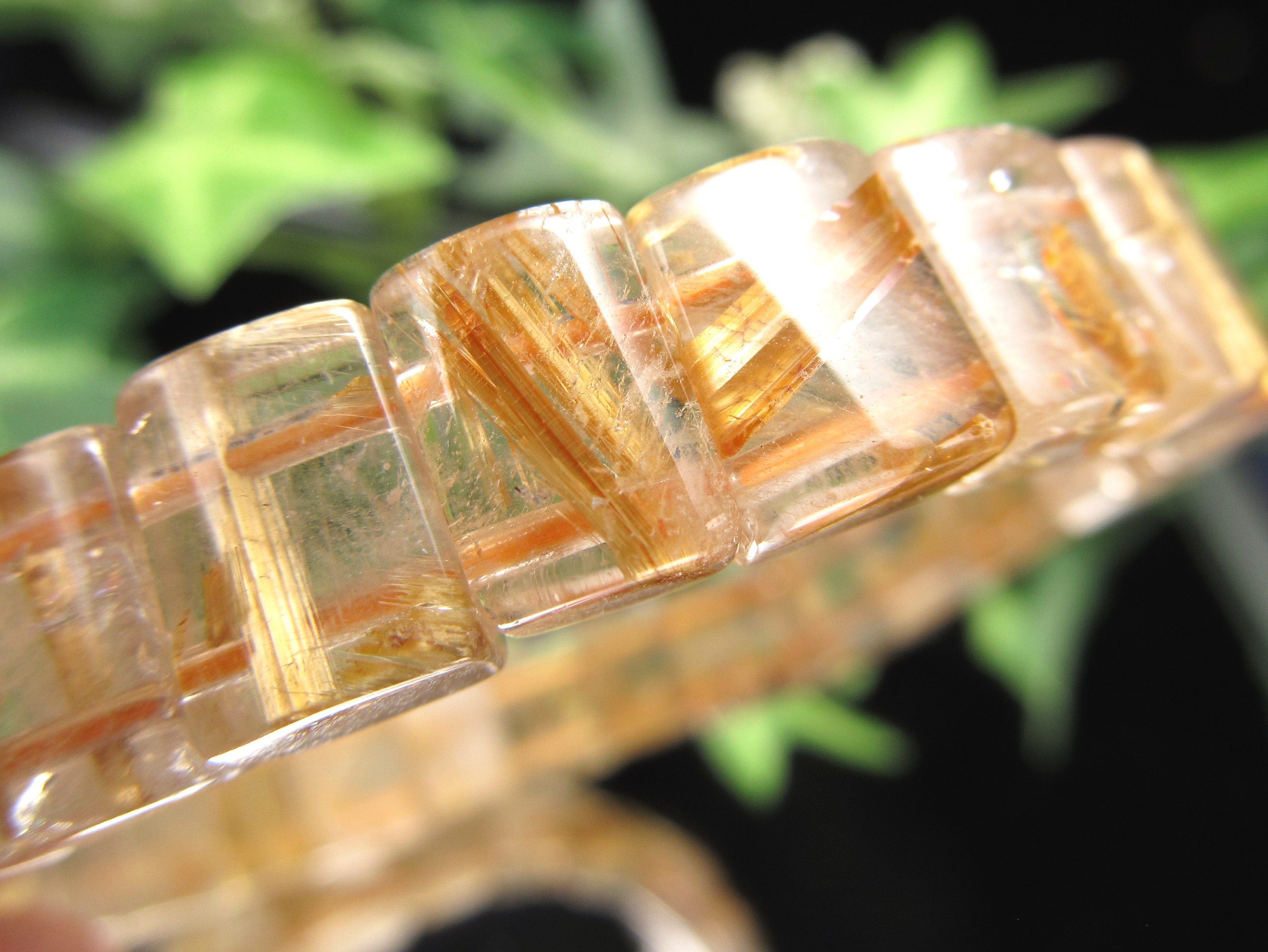 3A タイチン入り ゴールドルチルクォーツ バングルブレスレット 幅約9.5mm-10mm キラキラタイプ ブラジル産