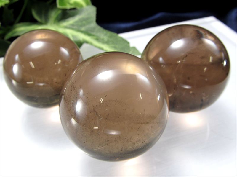 4A スモーキークォーツ 丸玉 直径32mm-34mm レインボー 虹入りも 茶水晶 ブラジル産 パワーストーン 天然石