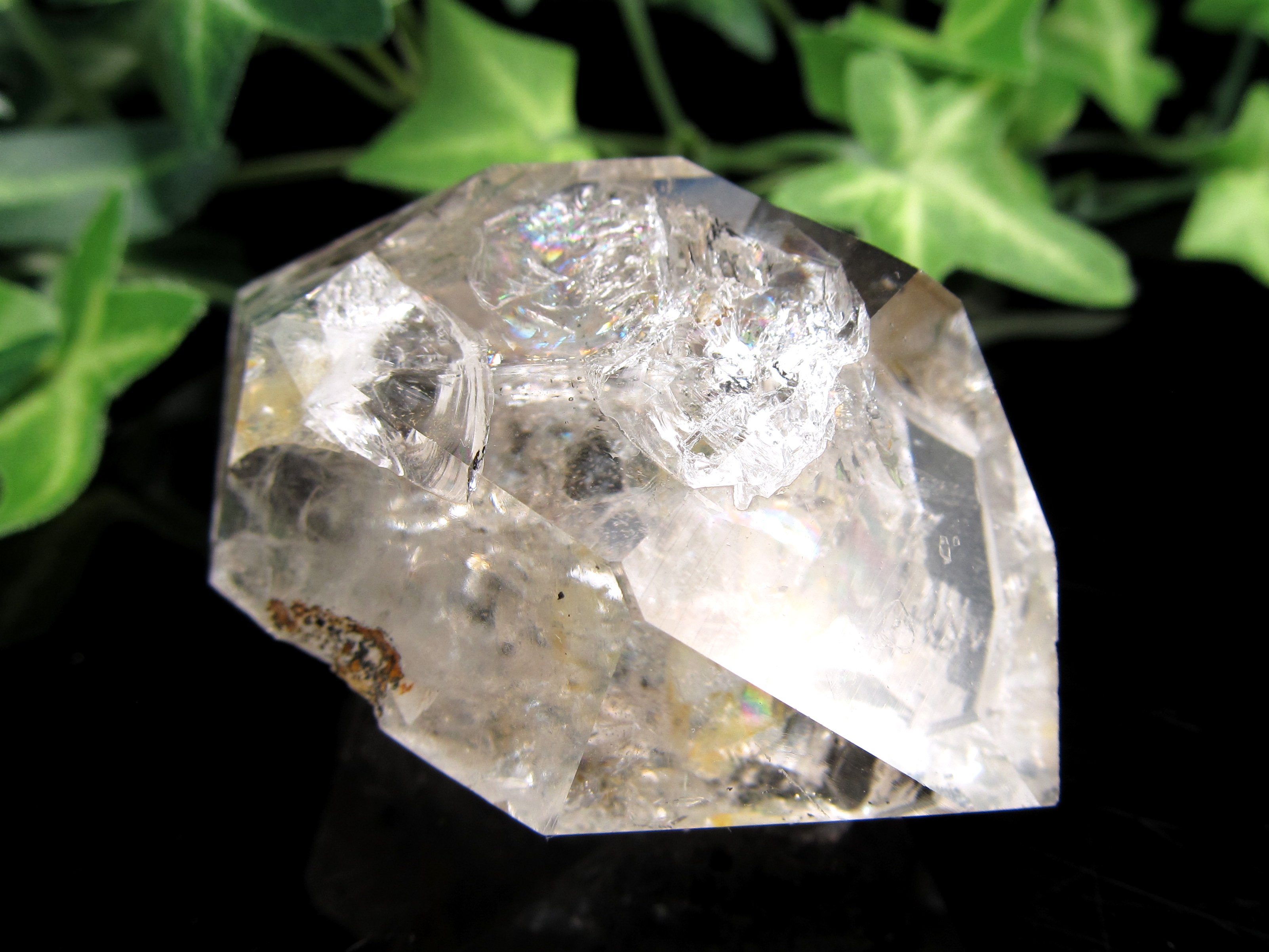 虹入り ハーキマーダイヤモンド ハーキマー水晶 結晶 最大幅 57mm 重さ 64g 透明 両剣水晶 インテリアや鉱物標本としても 1点物 ニューヨーク州