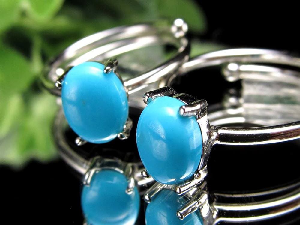 スリーピングビューティーターコイズ リング 石サイズ縦約7.5mm-8mm前後 Silver925 調整可能フリーサイズ アリゾナ州スリーピングビューティー鉱山産