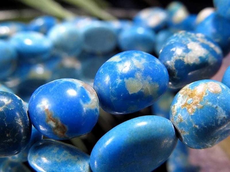 激レア セルレアイト タンブル ブレスレット 幅約7mm-7.5mm×20珠前後 鮮やかブルー&マトリックス模様 コレクター必見の石 チリ産 パワーストーン 天然石