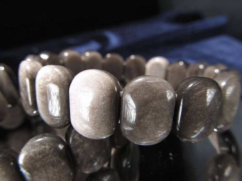 シルバーオブシディアン バングルブレスレット タイプB 幅約15mm-16mm前後 神秘的で気品ある白銀シラー 希少なバングル型ブレスレット