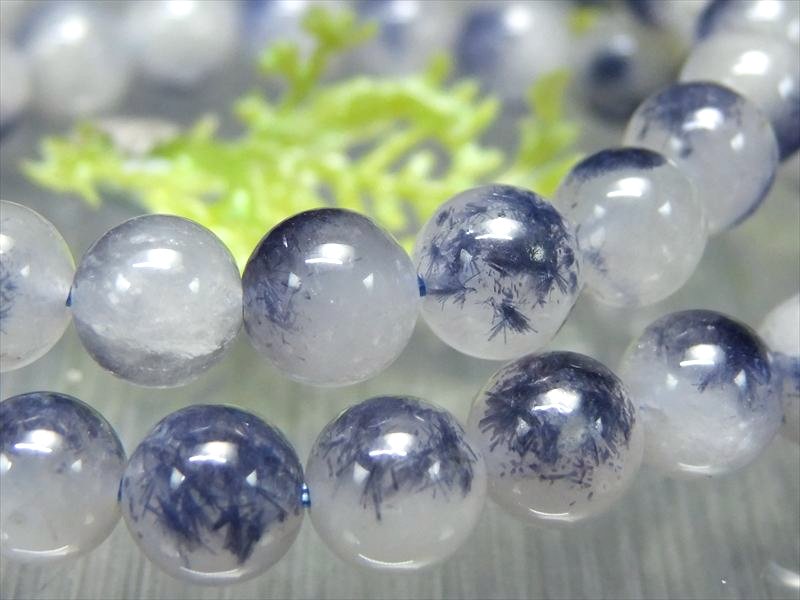 透明タイプ AA+ デュモルチェライトインクォーツ ブレスレット 8mm-8.5mm×23珠前後 ブルーガーデンクォーツ 思慮の石 知る人ぞ知る美しき希少石