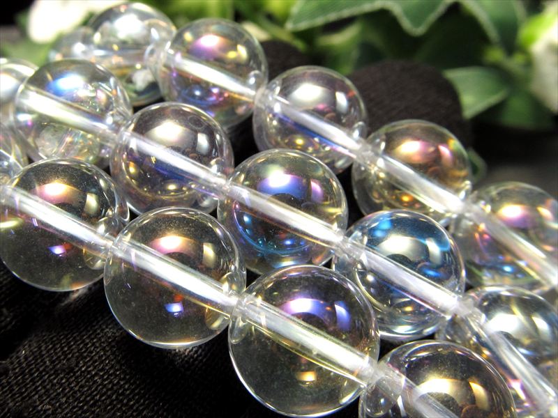 激安宣言 約4mm珠 コスモオーラ 一連 約38-40cm パワーストーン 丸玉 ビーズ オーラ加工溶錬水晶 ブラジル産 geki rn-s パワーストーン 天然石