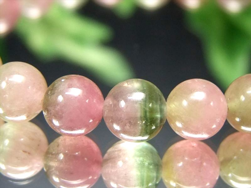 明るめカラー 4A+ ウォーターメロン トルマリン ブレスレット 7mm-7.5mm×25珠 若さと美しさを保つ 一点物 ブラジル産 bl- パワーストーン 天然石