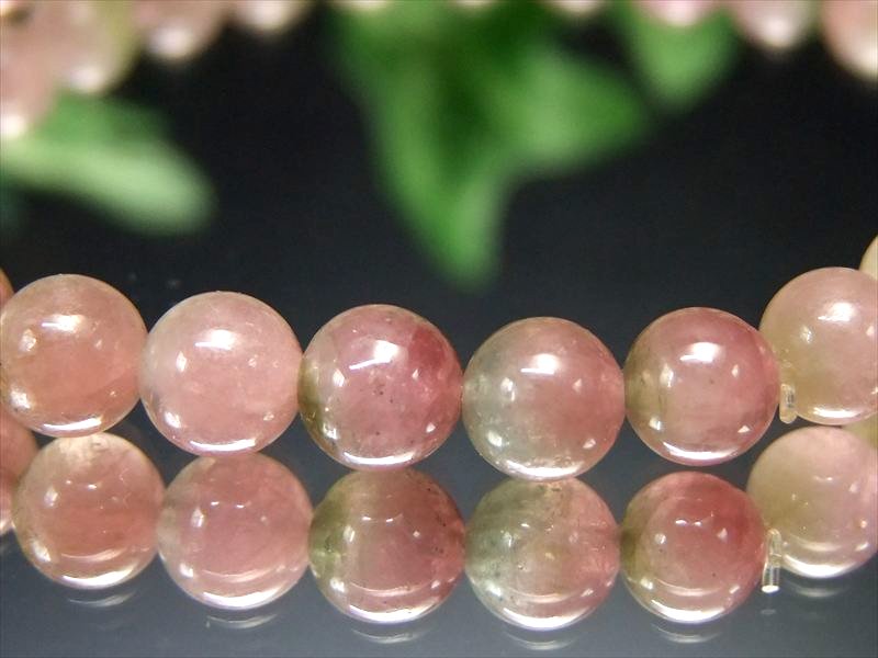 4A+ 透明 ウォーターメロン&バイカラー トルマリンブレスレット 6mm×29珠 若さと美しさを保つ 一点物 ブラジル産