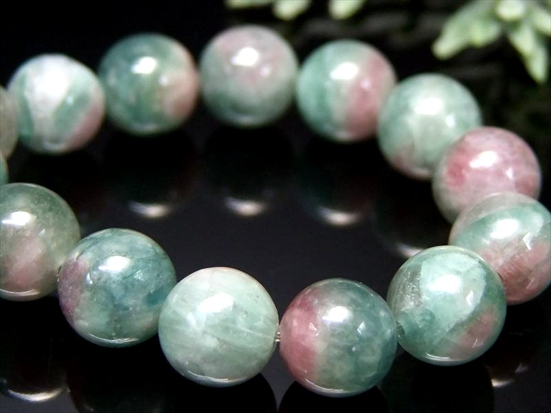 初入荷 希少カラー・ピンク&ブルー バイカラー トルマリン ブレスレット 8mm-8.5mm×23珠 希望の光へと導いてくれる守護の石 一点物 ブラジル産