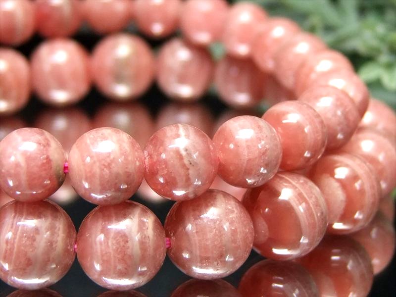 A+ インカローズ ロードクロサイト ブレスレット 約8.5mm-9mm×22珠前後 くっきりレース模様 シックで落ち着きのある大人ピンク 薔薇色の人生を象徴する石