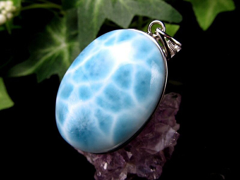 ラリマー ブルーペクトライト ペンダントトップ 石サイズ縦約27mm 約14g 良質石を贅沢使用 カリブ海の宝石 1点物 SILVER925 ドミニカ共和国産 パワーストーン