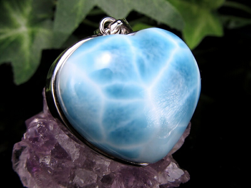 5A ラリマー ペンダント ハート形トップ 重さ12g 幅23mm 愛と平和の象徴 ブルーペクトライト 一点もの Silver925 ドミニカ共和国産