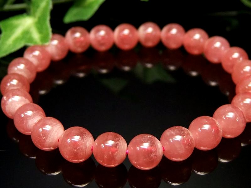 透明感有り 4A+ インカローズ ブレスレット 7.5mm-8mm×24珠 ロードクロサイト 薔薇色の人生を象徴する石 アルゼンチン産 パワーストーン 天然石