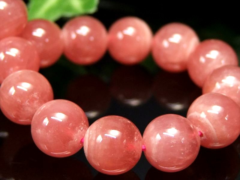 店頭展示中 透明感有り 4A+ インカローズ ブレスレット 9.5mm-10mm×20珠 ロードクロサイト 薔薇色の人生を象徴する石 アルゼンチン産 bl- パワーストーン