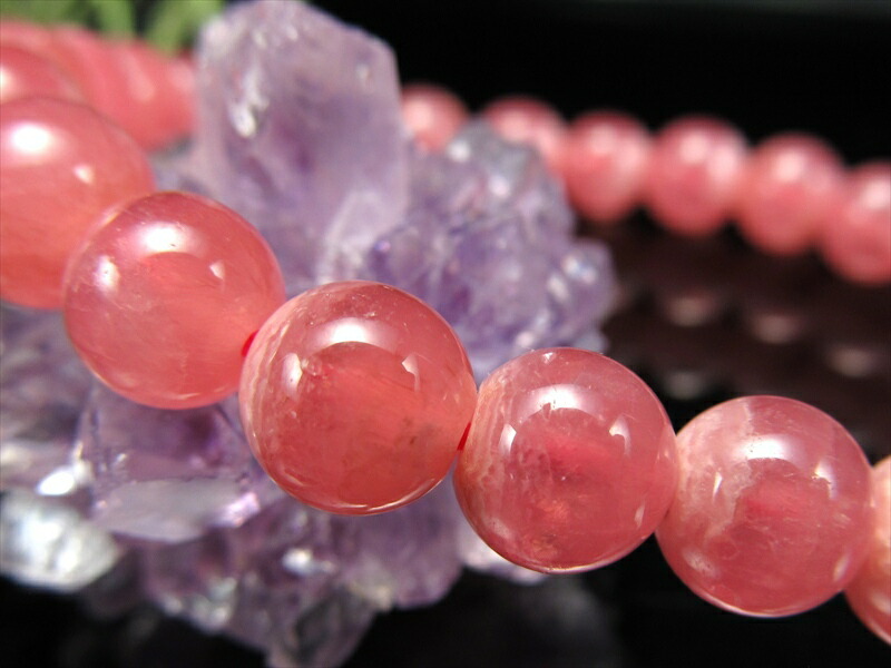 4A+ インカローズ ブレスレット 約7mm-7.5mm×25珠 ロードクロサイト 極上天然石 恋愛運最強の石 一点もの アルゼンチン産 パワーストーン 天然石