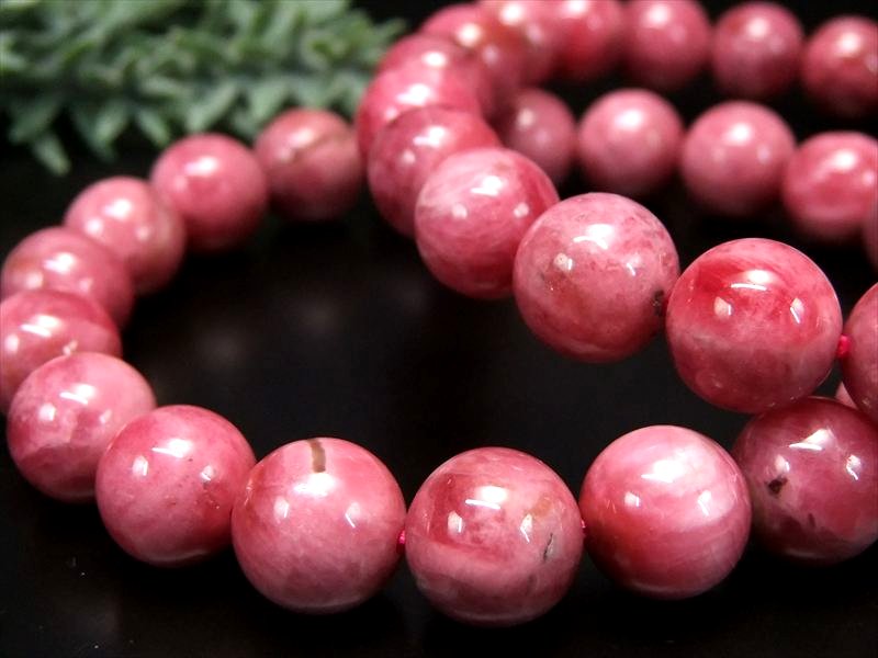 2A ロードナイト 薔薇輝石 ブレスレット 9mm-9.5mm×21珠前後 鮮やかピンクカラー 友愛を象徴する石 ブラジル産 パワーストーン 天然石