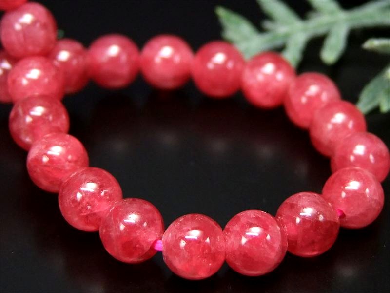 濃厚鮮やか 極上結晶 5A インペリアル ロードナイト ブレスレット 6.5mm×28珠 薔薇輝石 友愛 博愛 の象徴 愛情を深める石 一点もの アメリカ合衆国産